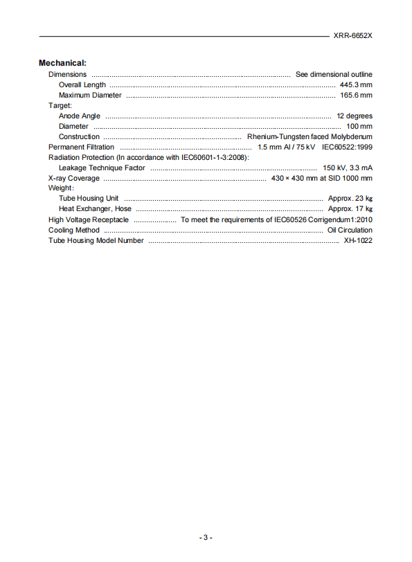 佳能（原东芝Toshiba）PE-XRR-6652X球管 2