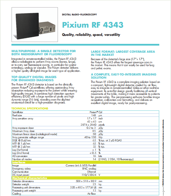 泰雷兹THALES Pixium RF_4343_EN平板探测器 2
