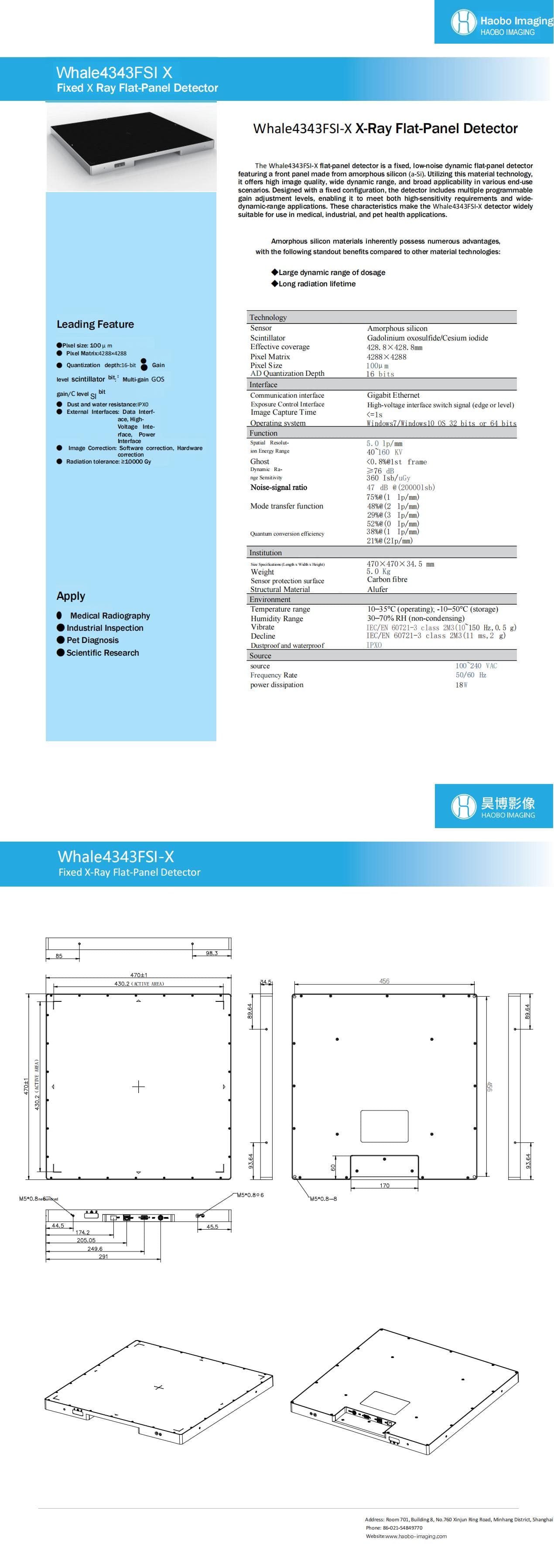 Whale 4343FSI-X X-ray flat-panel detector