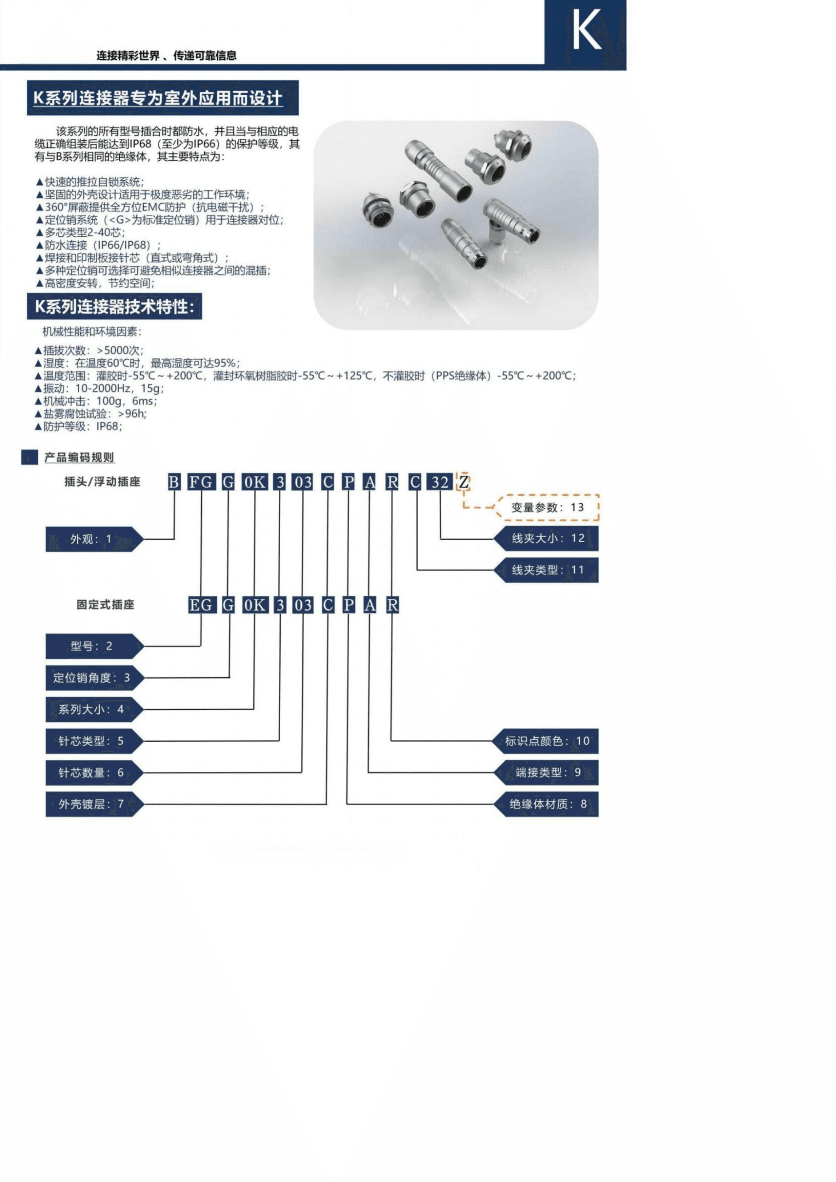 连芯推拉自锁连接器 K系列连接器专为室外应用而设计 2