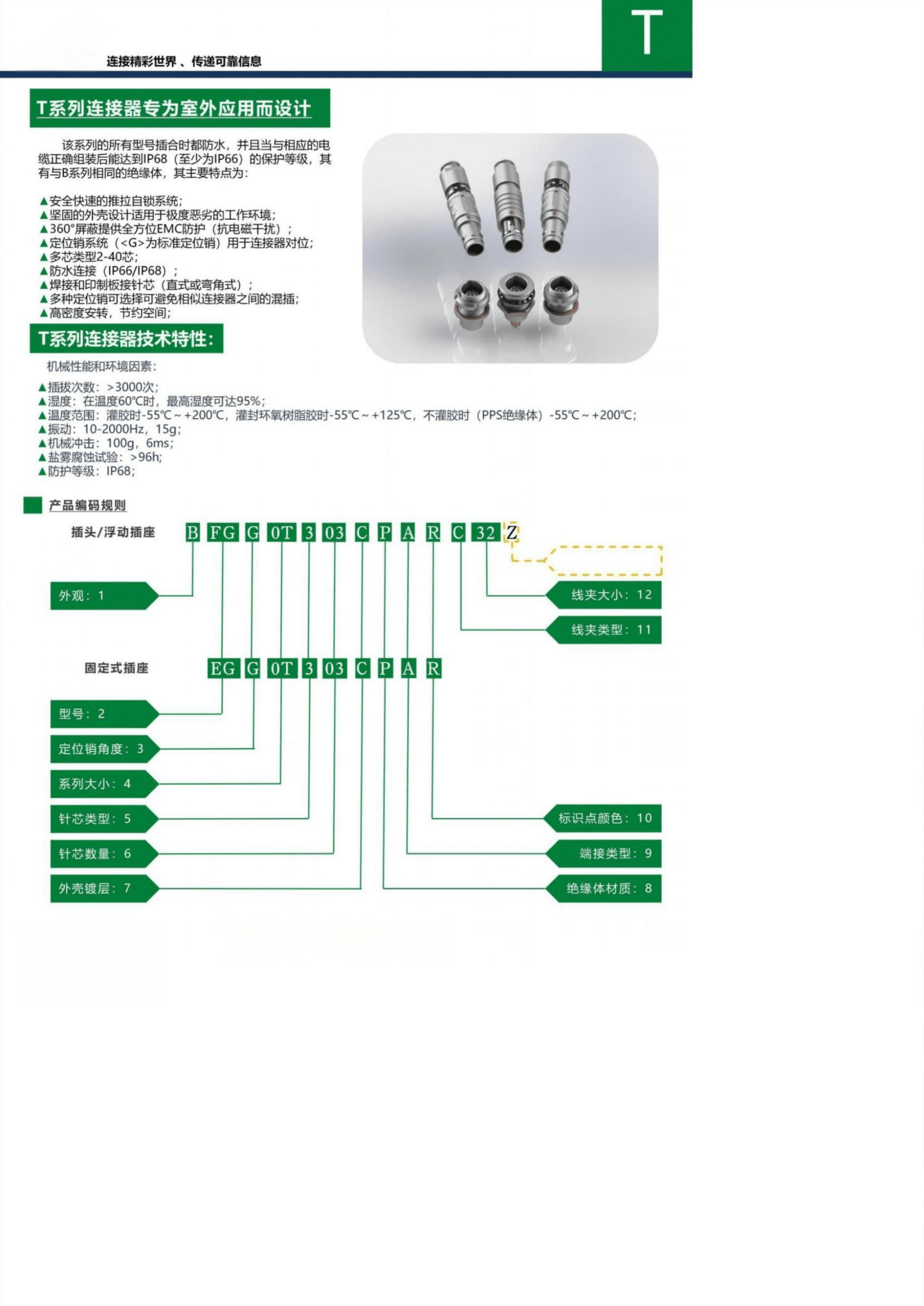 连芯推拉自锁连接器 T系列连接器专为室外应用而设计 1
